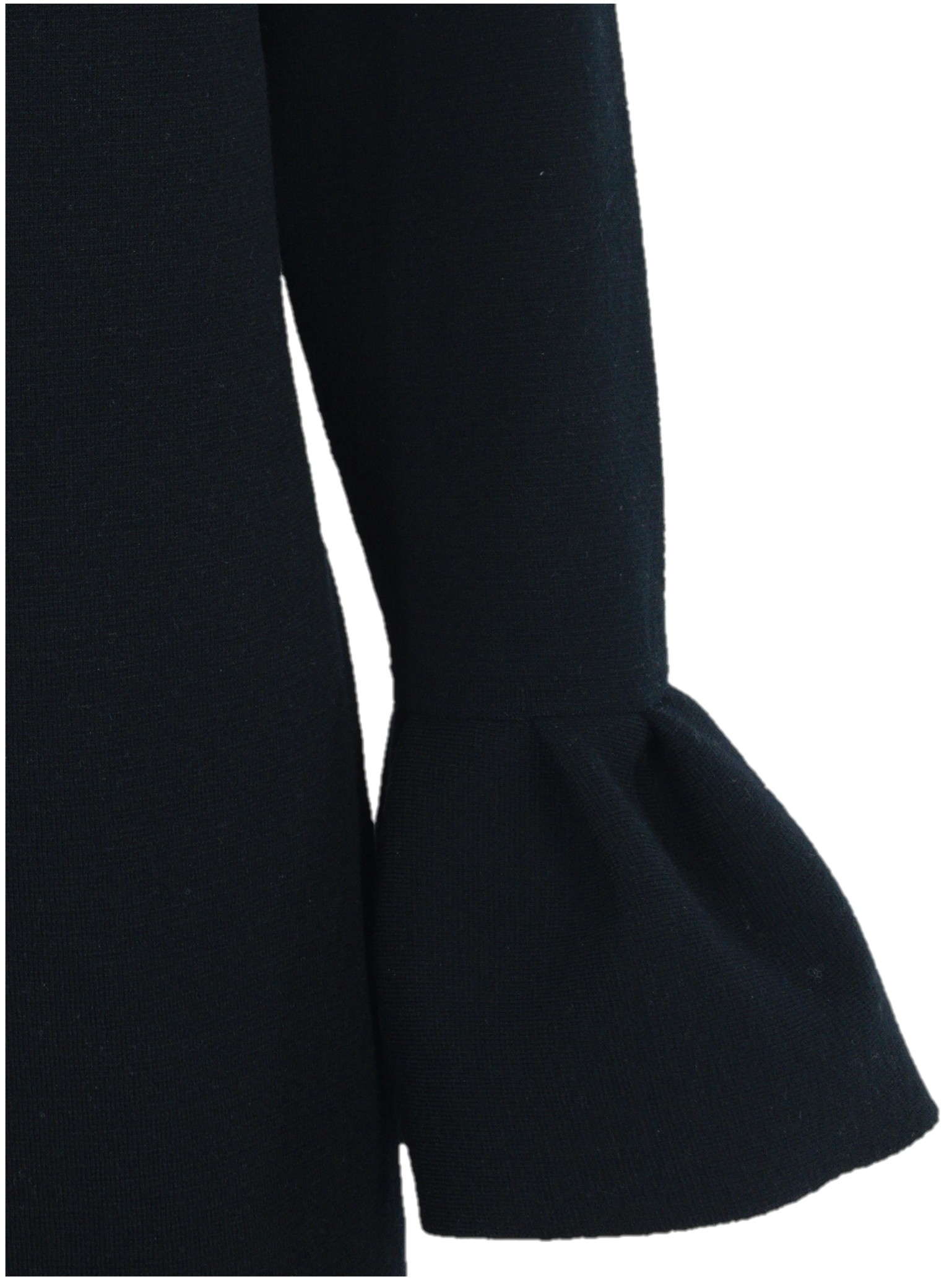 Rochie neagră dreaptă lână cu volane Rochie neagră dreaptă lână cu volane