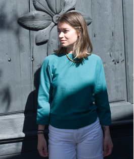 Bluza Dark Jade mâneca liliac