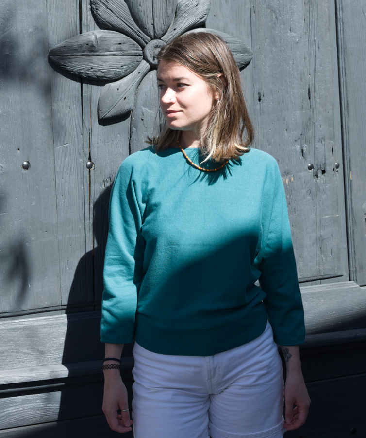 Bluza Dark Jade mâneca liliac