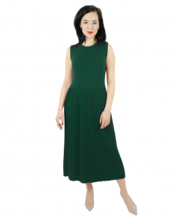 Rochie plisată evergreen din lână 