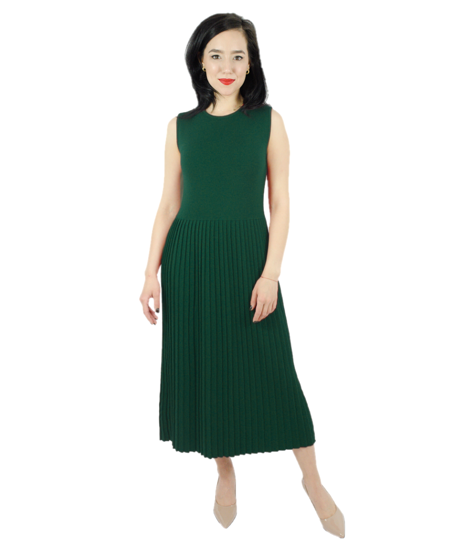 Rochie plisată evergreen din lână 