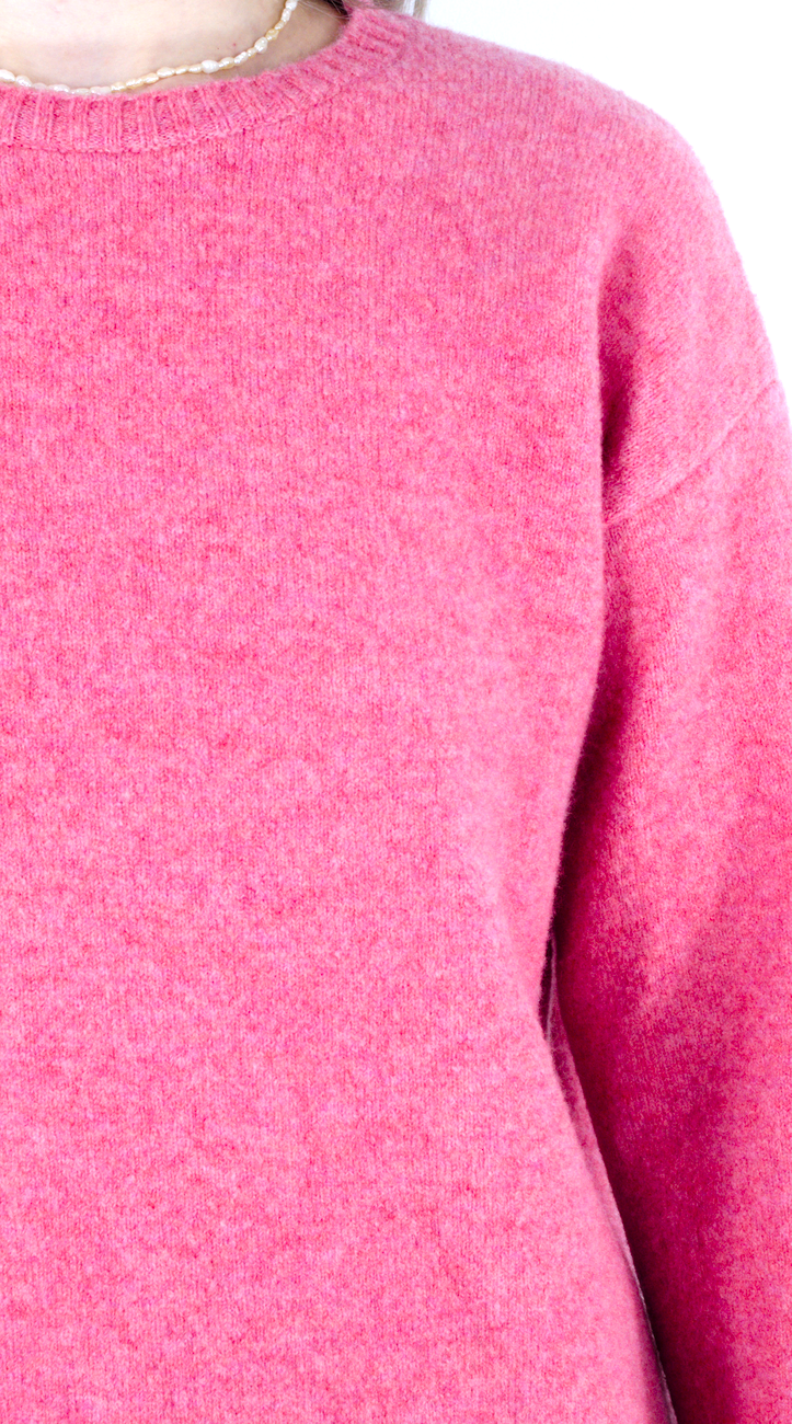 Pulover pink cosmos din lână 