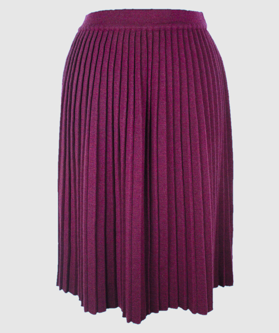Fustă plisată burgundy din lana 65 cm