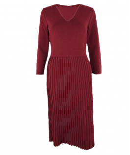 Rochie plisată bordeaux din lână