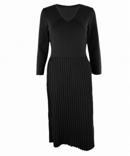 Rochie plisată neagră din lână
