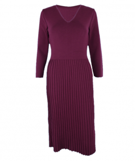 Rochie plisată burgundy din lână