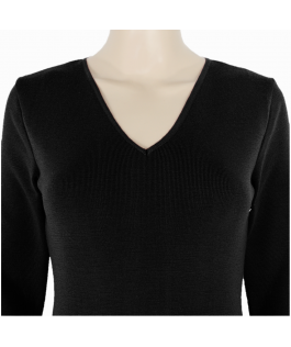 Rochie plisată neagră din lână