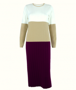 Rochie dreaptă din lână color block (white)