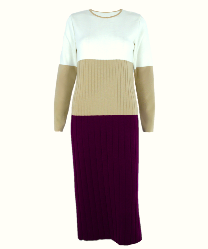 Rochie dreaptă din lână color block (white) Rochie dreaptă din lână color block (white)