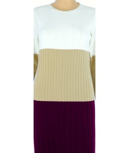 Rochie dreaptă din lână color block (white)