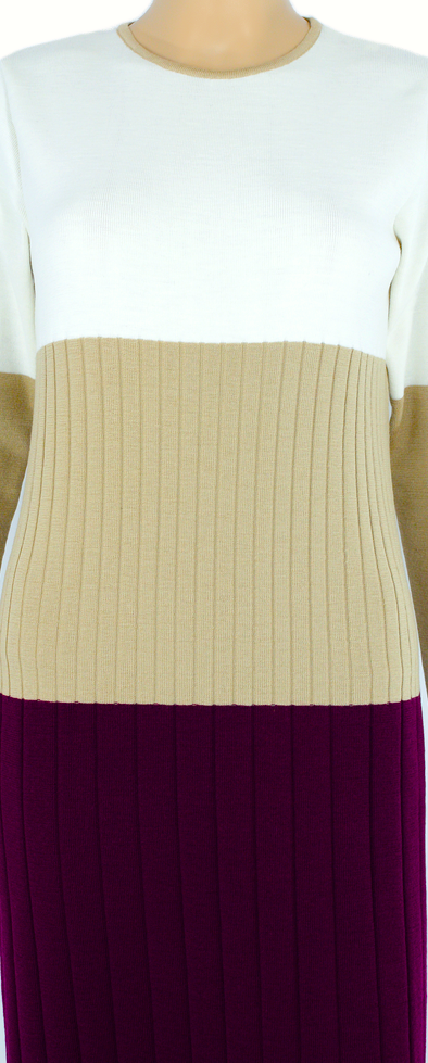 Rochie dreaptă din lână color block (white) Rochie dreaptă din lână color block (white)