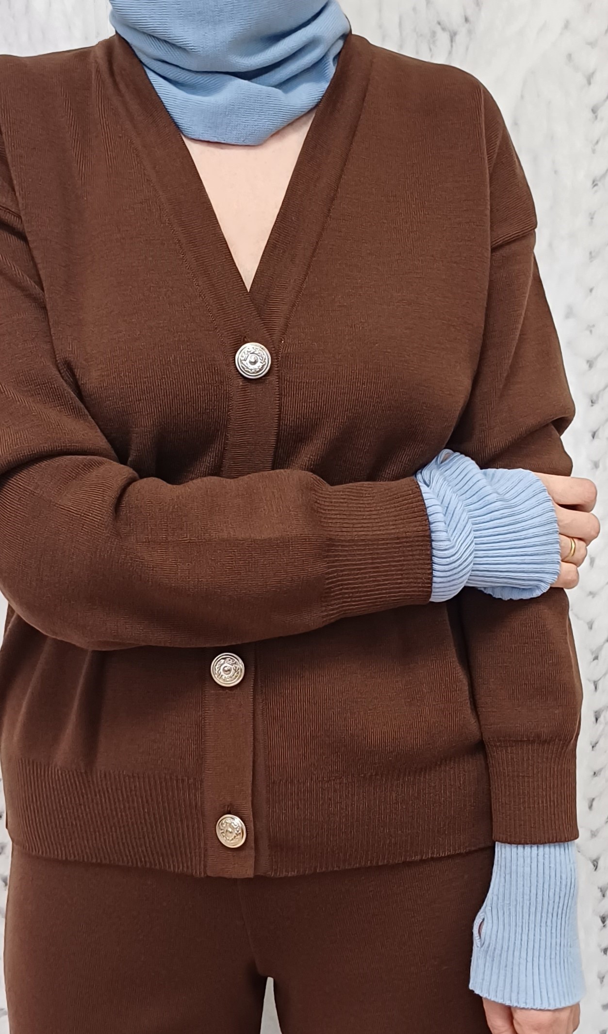 Jachetă din lână Downtown Brown cu nasturi