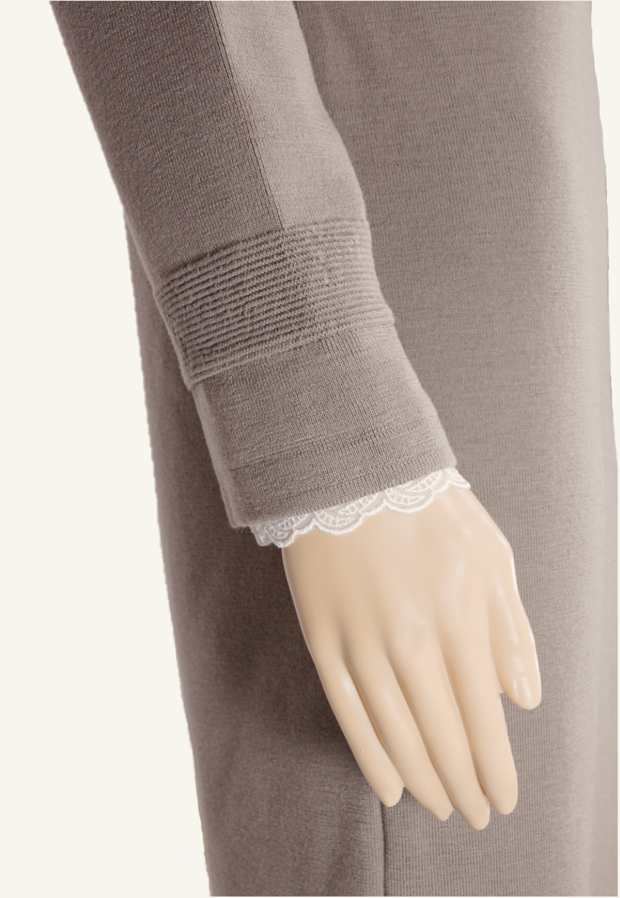 Rochie dreaptă taupe gray din lână 