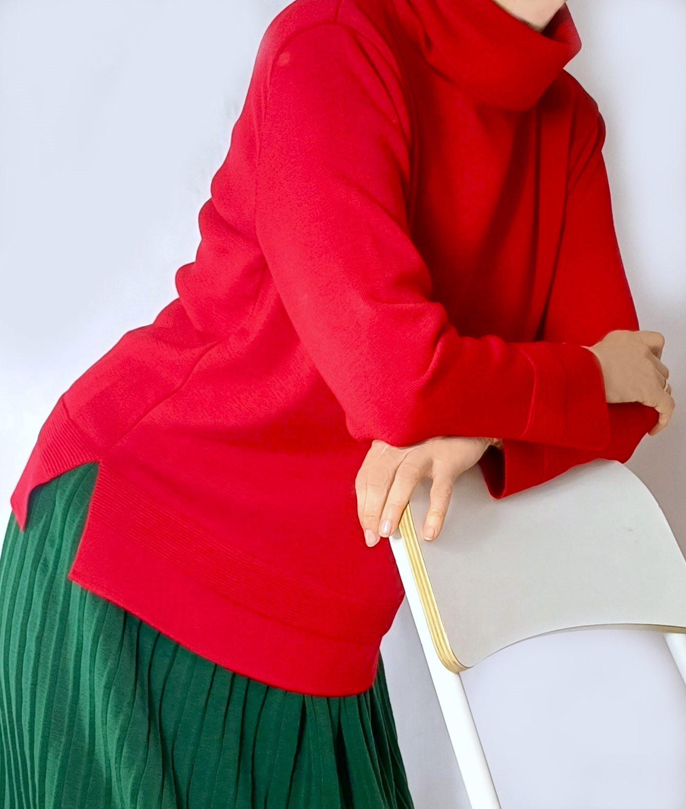 Pulover color bubble red din lână