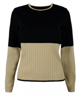 Pulover negru/bej din lână