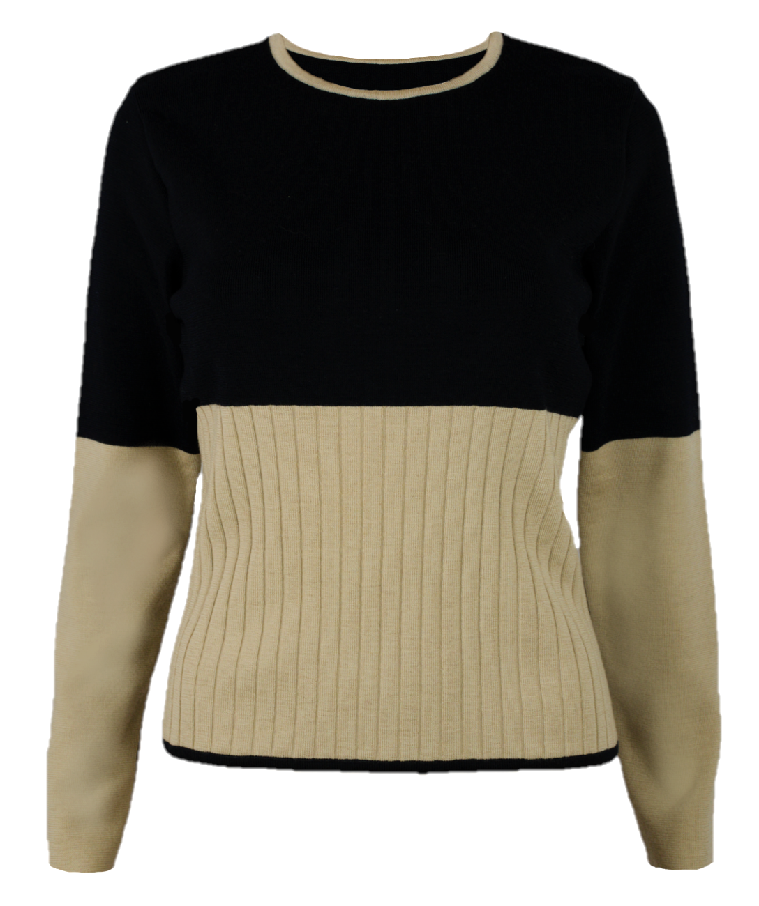 Pulover negru/bej din lână