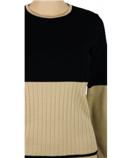 Pulover negru/bej din lână