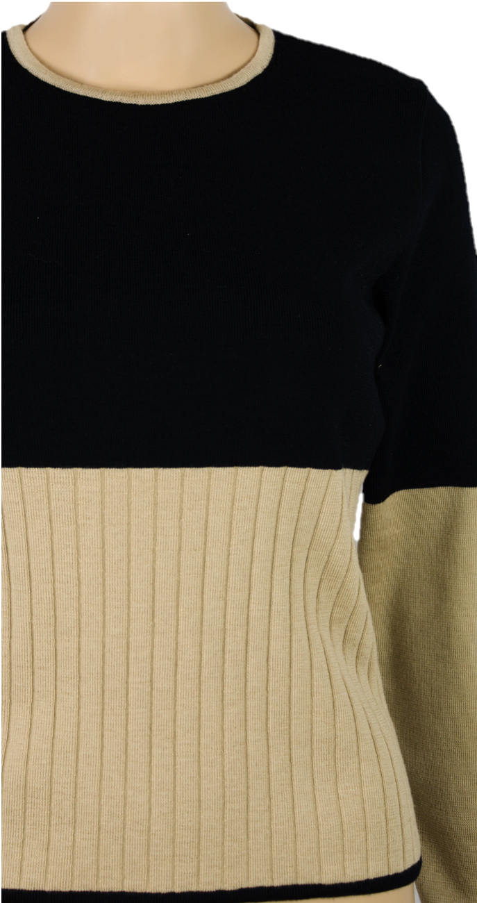 Pulover negru/bej din lână