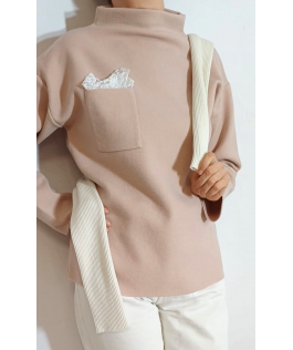 Pulover peach blush din lână
