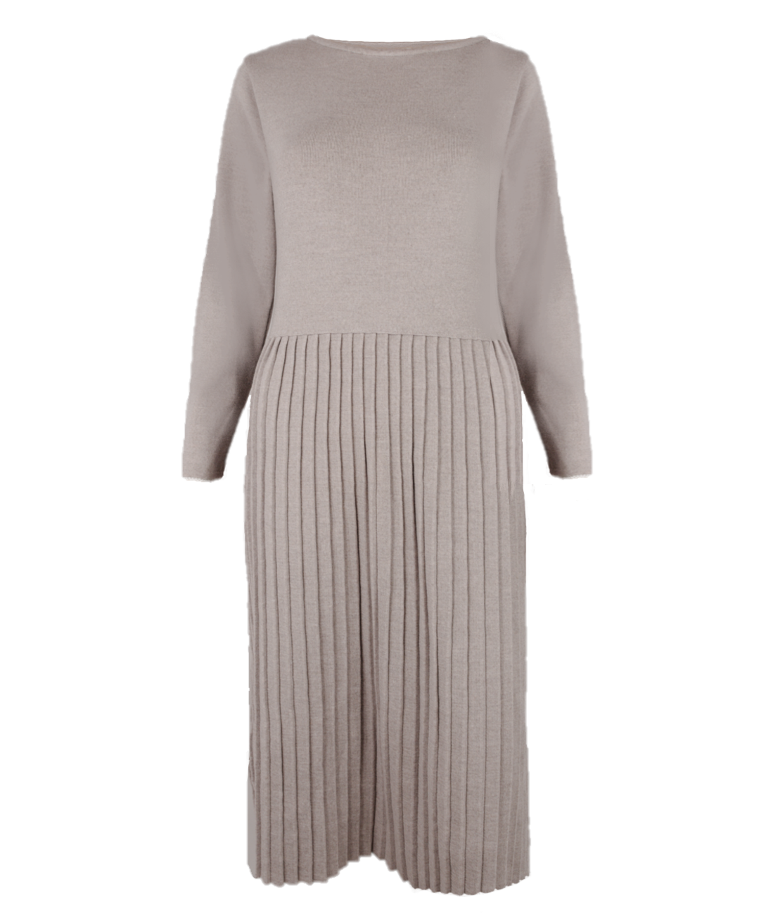 Rochie plisată beige melange din lână