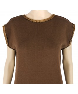 Rochie dreaptă chestnut din lână 