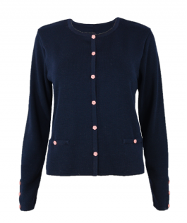 Jachetă navy din lână cu nasturi