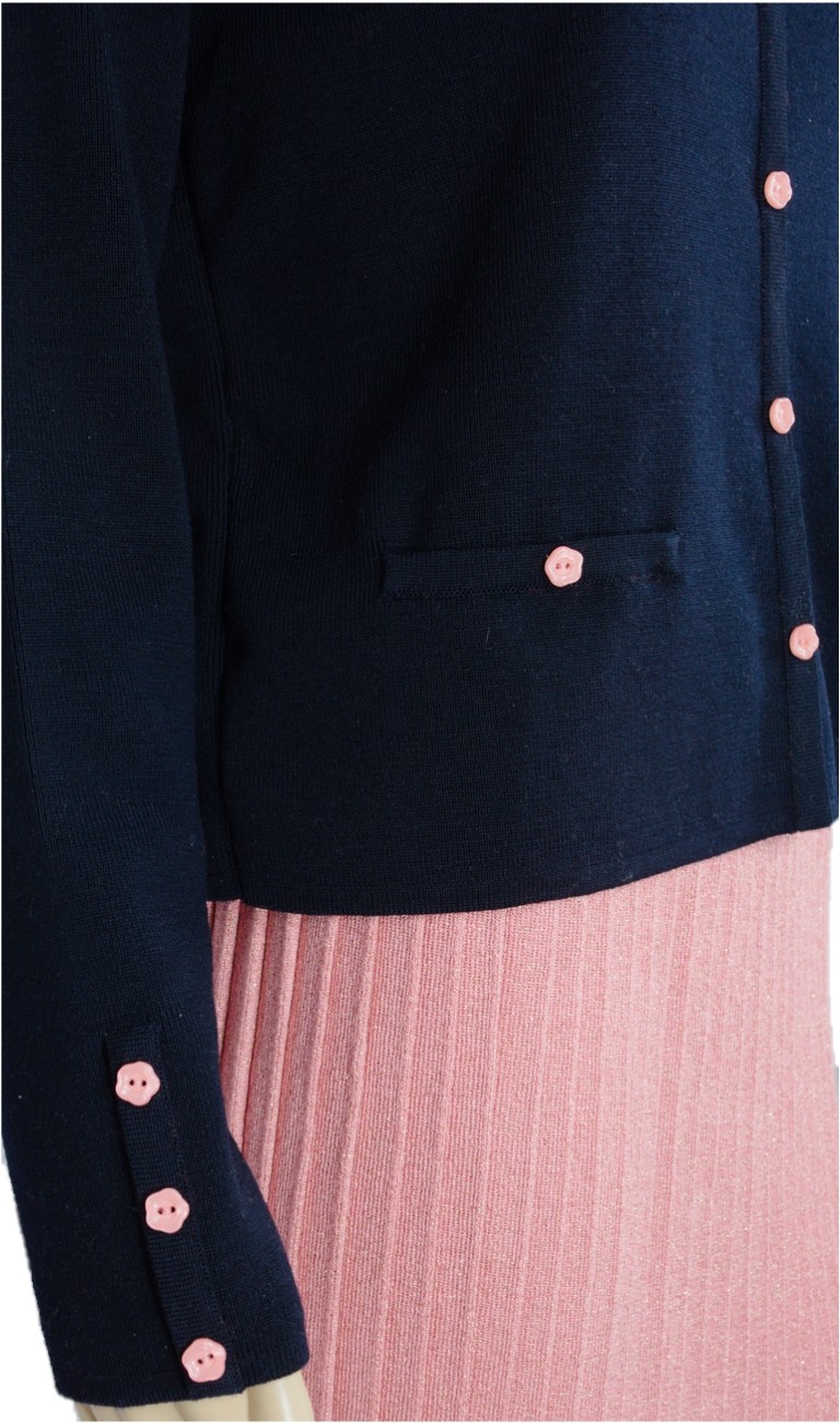 Jachetă navy din lână cu nasturi