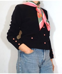 Jachetă navy din lână cu nasturi