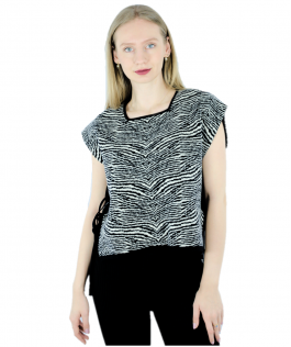 Vestă jacquard negru/ecru