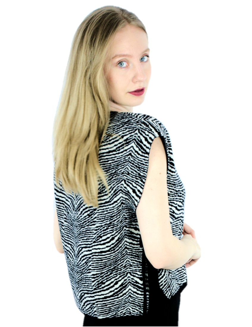 Vestă jacquard negru/ecru