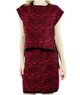 Vestă jacquard negru/rosu