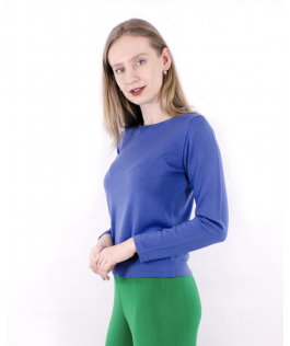Pulover cobalt blue - lână merinos extrafină