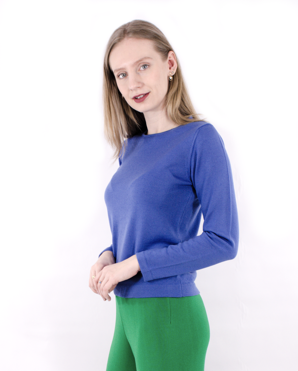 Pulover cobalt blue - lână merinos extrafină Pulover cobalt blue - lână merinos extrafină