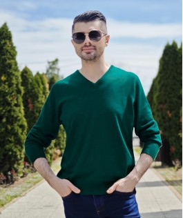 Pulover din lână pine green